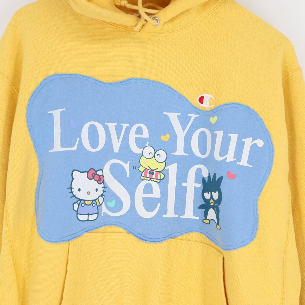 Hello Kitty Upcycled Reworked Custom Yellow Hoodie Size L - Picture 3 of 5